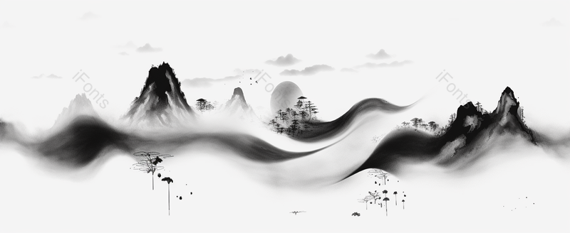 古典抽象黑白水墨中国风复古山水画,插画/手绘图,插画/手绘图库,插画/手绘图下载,插画/手绘